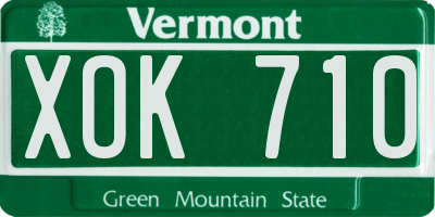 VT license plate XOK710