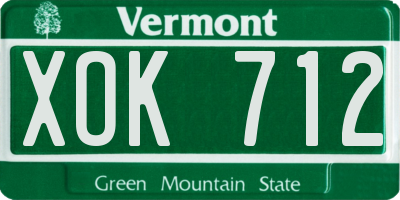 VT license plate XOK712