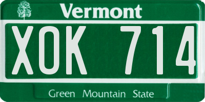 VT license plate XOK714