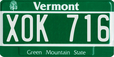 VT license plate XOK716