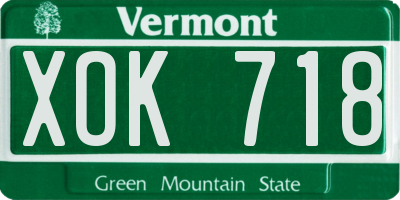 VT license plate XOK718