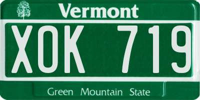 VT license plate XOK719