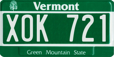 VT license plate XOK721