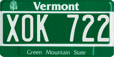 VT license plate XOK722
