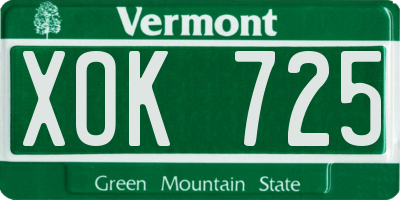 VT license plate XOK725