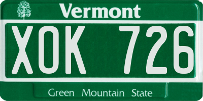 VT license plate XOK726
