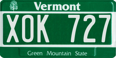 VT license plate XOK727