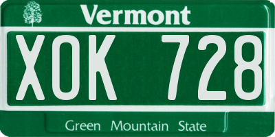 VT license plate XOK728