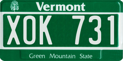 VT license plate XOK731