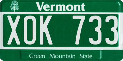 VT license plate XOK733