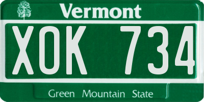 VT license plate XOK734