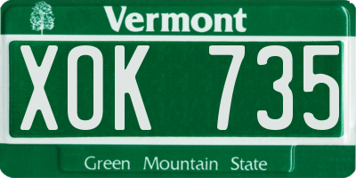VT license plate XOK735