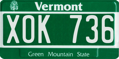 VT license plate XOK736