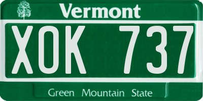 VT license plate XOK737