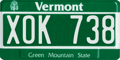 VT license plate XOK738