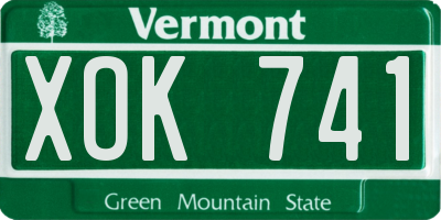 VT license plate XOK741