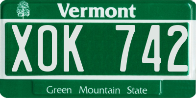 VT license plate XOK742