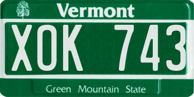 VT license plate XOK743