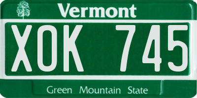 VT license plate XOK745