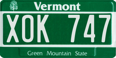 VT license plate XOK747