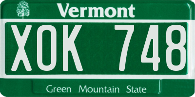 VT license plate XOK748