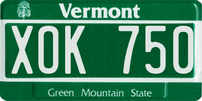 VT license plate XOK750