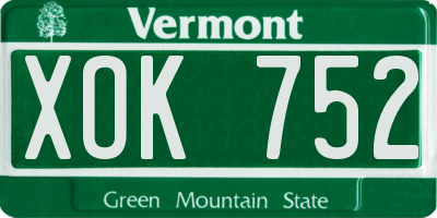 VT license plate XOK752