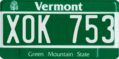 VT license plate XOK753