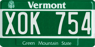 VT license plate XOK754