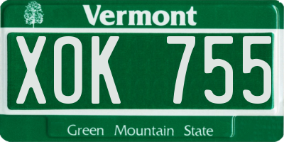 VT license plate XOK755