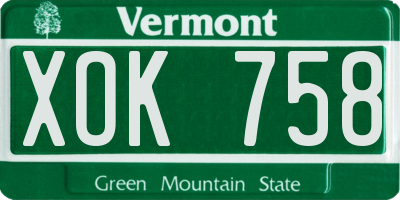 VT license plate XOK758