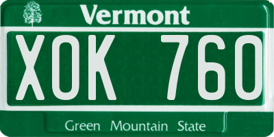 VT license plate XOK760