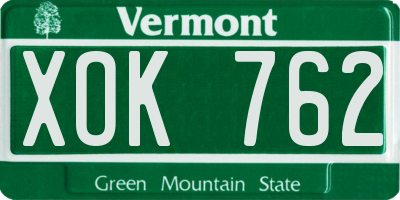 VT license plate XOK762