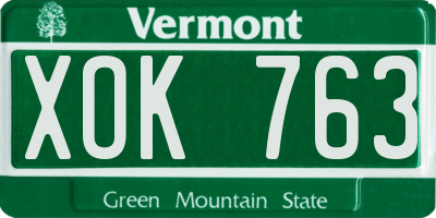 VT license plate XOK763