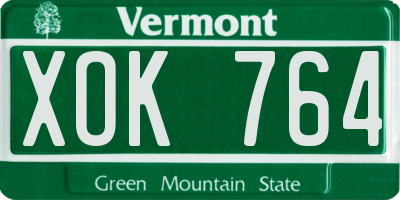 VT license plate XOK764
