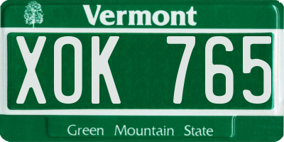 VT license plate XOK765