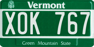 VT license plate XOK767