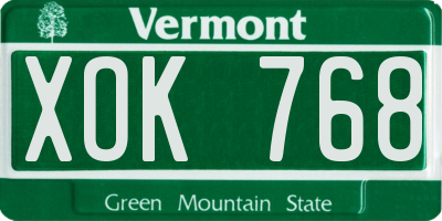 VT license plate XOK768