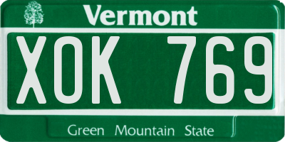 VT license plate XOK769