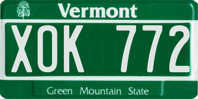 VT license plate XOK772