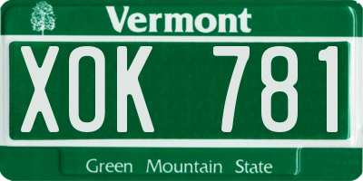 VT license plate XOK781
