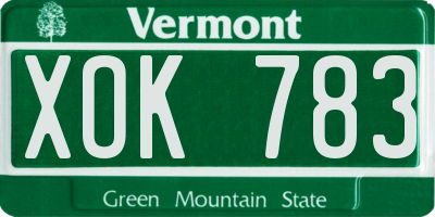 VT license plate XOK783