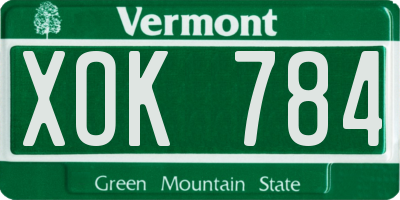 VT license plate XOK784