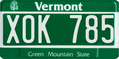 VT license plate XOK785