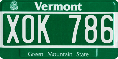 VT license plate XOK786