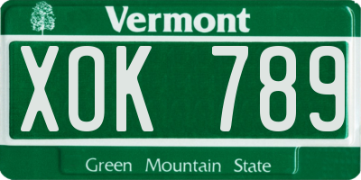 VT license plate XOK789
