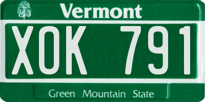 VT license plate XOK791
