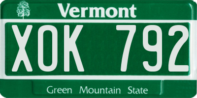 VT license plate XOK792