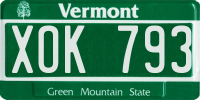 VT license plate XOK793