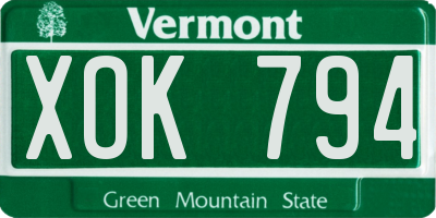 VT license plate XOK794